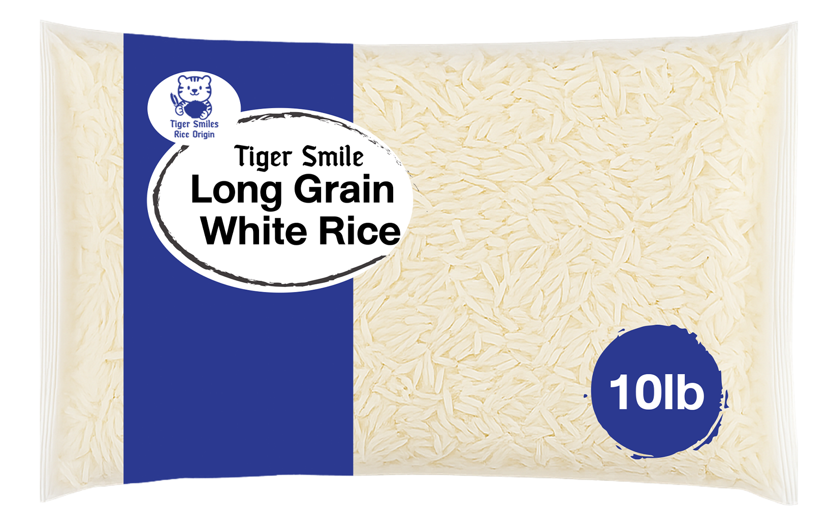 Tiger Smiles Long Grain White Rice 10lb x 5 bags/carton
